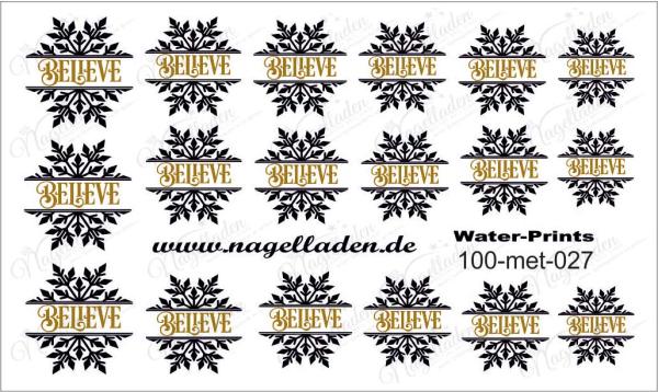 Nail Water Tattoo (Prints) small metallic 027 (Gold)